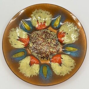 Vtg 1960s Gumps San Francisco Edwards Star Enamel on Copper Plate MCM Wall Art